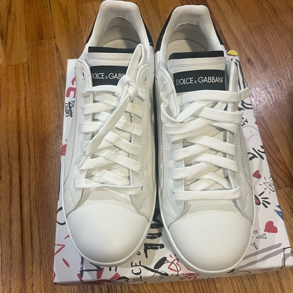 Dolce and Gabbana Men’s Portofino Two Tone Leather Sneakers - Picture 2 of 10